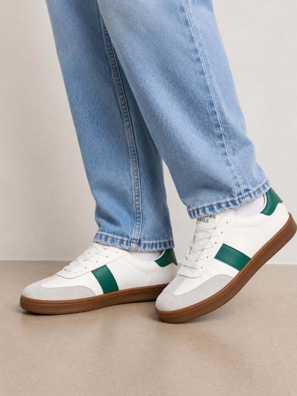 American Eagle Retro Sneakers Green White Size 9 Low Top Casual Shoes NWOT